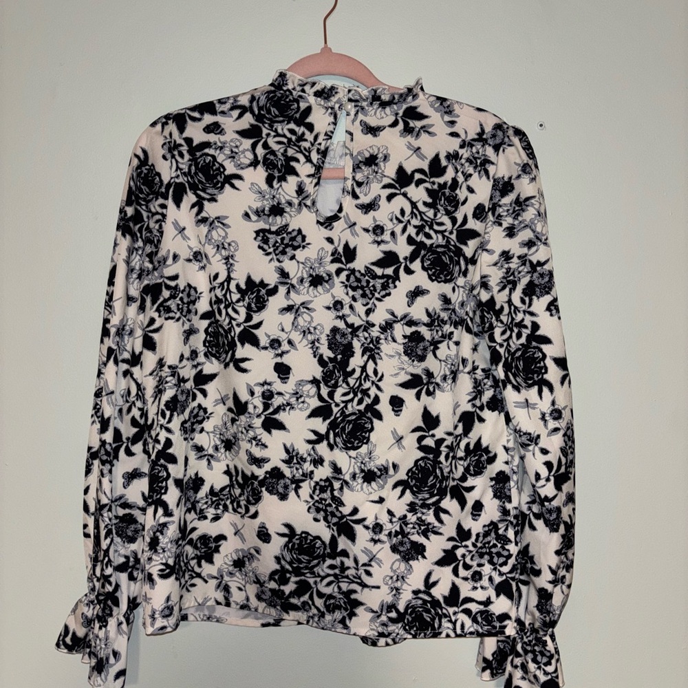 Floral Black and White Women's Top